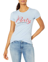 Marky G Apparel Women's Casual Short Sleeve Crewneck Tops Blouses Slim Fit T-Shirt With Party Printed - Clementine Apparel