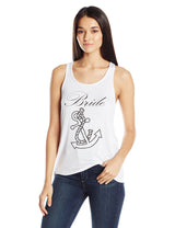 Clementine Women's Petite Plus Bride Anchor Printed Flowy Racerback Tank - Clementine Apparel