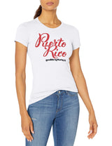 Marky G Apparel Women's Casual Short Sleeve Crewneck Tops Slim Fit T-Shirt With Puerto Rico Printed - Clementine Apparel