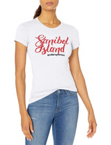 Marky G Apparel Women's Casual Short Sleeve Crewneck Tops Slim Fit T-Shirt With Sanibel Island Printed - Clementine Apparel