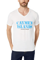 Marky G Apparel Men's Cayman Islands Graphic Printed Premium Tops Fitted Sueded Short Sleeve V-Neck T-Shirt - Clementine Apparel