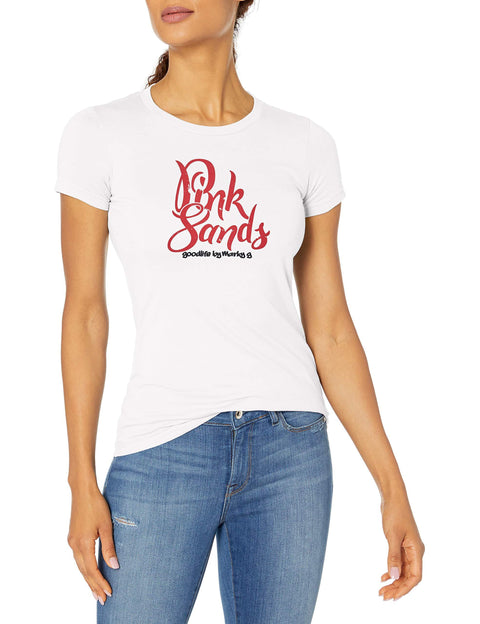 Marky G Apparel Women's Casual Short Sleeve Crewneck Tops Slim Fit T-Shirt With Pink Sands Printed - Clementine Apparel