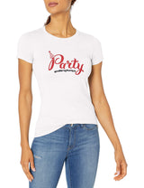 Marky G Apparel Women's Casual Short Sleeve Crewneck Tops Blouses Slim Fit T-Shirt With Party Printed - Clementine Apparel