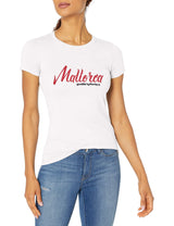 Marky G Apparel Women's Casual Short Sleeve Crewneck Tops Blouses Slim Fit T-Shirt With Mallorca Printed - Clementine Apparel