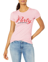 Marky G Apparel Women's Casual Short Sleeve Crewneck Tops Blouses Slim Fit T-Shirt With Party Printed - Clementine Apparel
