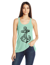 Clementine Women's Anchor Printed Flowy Racerback Tank - Clementine Apparel