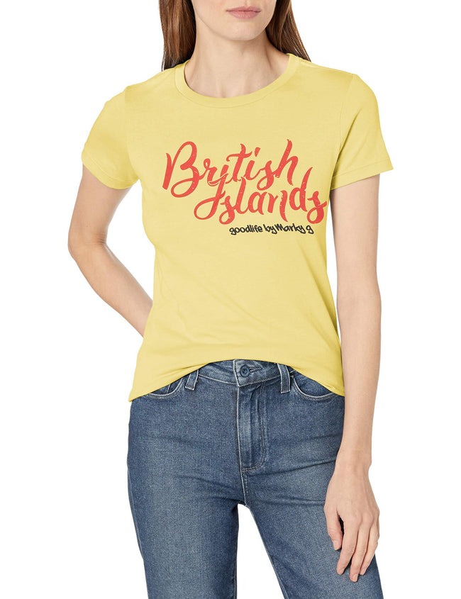 Marky G Apparel Women's Short Sleeve Crewneck Tops Slim Fit T-Shirt With British Virgin Islands Printed - Clementine Apparel