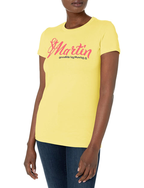 Marky G Apparel Women's Casual Short Sleeve Tops Blouses Slim Fit T-Shirt With St. Martin Printed - Clementine Apparel