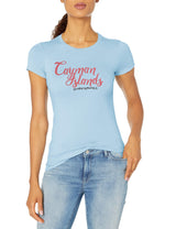 Marky G Apparel Women's Casual Short Sleeve Crewneck Tops Slim Fit T-Shirt With Cayman Islands Printed - Clementine Apparel