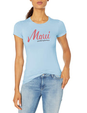 Marky G Apparel Women's Casual Short Sleeve Crewneck Tops Blouses Slim Fit T-Shirt With Maui Printed - Clementine Apparel