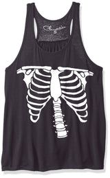 Clementine Women's Petite Plus Bones Graphic Flowy Racerback Tank - Clementine Apparel