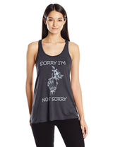 Clementine Women's Ladies' Hand Bones with Sorry Quote Printed Flowy Racerback Tank - Clementine Apparel