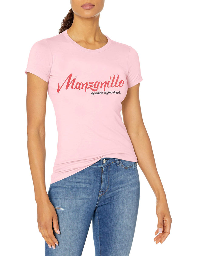 Marky G Apparel Women's Casual Short Sleeve Crewneck Tops Slim Fit T-Shirt With Manzanillo Printed - Clementine Apparel