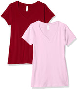 Clementine Women's Petite Plus Ideal V Neck Tee (Pack of 2) - Clementine Apparel