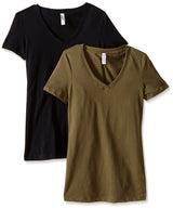 Clementine Women's Petite Plus Ideal V Neck Tee (Pack of 2) - Clementine Apparel