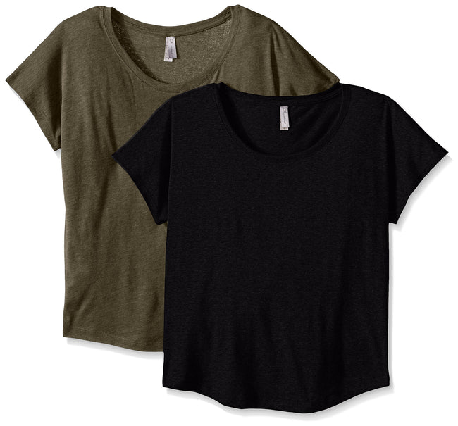 Clementine Women's Tri-Blend Scoop Neck Dolman Sleeve Top (Pack of 2) - Clementine Apparel