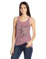 Clementine Women's Petite Plus Bride Anchor Printed Flowy Racerback Tank - Clementine Apparel