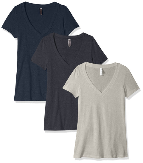 Clementine Women's Petite Plus Deep V Neck Tee (Pack of 3) - Clementine Apparel