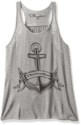 Clementine Women's Petite Plus Boat Anchor Printed Flowy Racerback Tank - Clementine Apparel