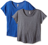 Clementine Women's Tri-Blend Scoop Neck Dolman Sleeve Top (Pack of 2) - Clementine Apparel