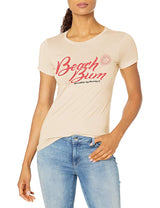 Marky G Apparel - Women's Casual Short Sleeve Crewneck Tops Slim Fit T-Shirt with Beach Life Printed - Clementine Apparel