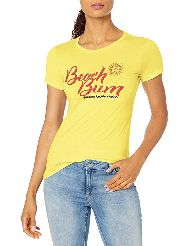 Marky G Apparel - Women's Casual Short Sleeve Crewneck Tops Slim Fit T-Shirt with Beach Bum Printed - Clementine Apparel