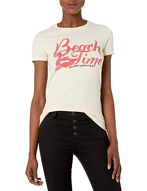 Marky G Apparel - Women's Casual Short Sleeve Crewneck Tops Slim Fit T-Shirt with Beach Time Printed - Clementine Apparel