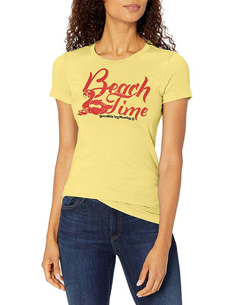 Marky G Apparel - Women's Casual Short Sleeve Crewneck Tops Slim Fit T-Shirt with Beach Time Printed - Clementine Apparel
