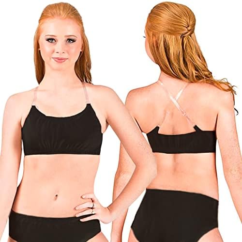 Clementine Apparel - Girls Clear Detachable Straps Dance Bra Unpadded