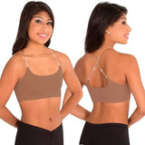 Clementine Apparel - Girls Clear Detachable Straps Dance Bra Unpadded & Seamless Elastic Shoulder Straps