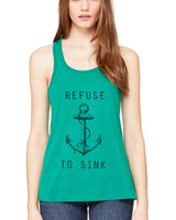 Limited Edition! "Refuse to Sink" Flowy Racerback Tank Top - Clementine Apparel