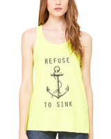 Limited Edition! "Refuse to Sink" Flowy Racerback Tank Top - Clementine Apparel