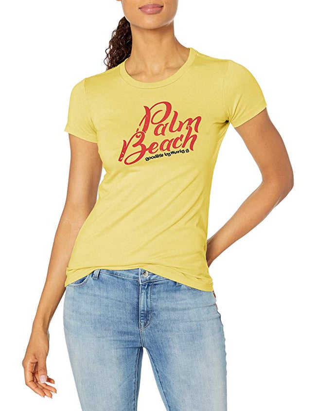 Marky G Apparel - Women's Casual Short Sleeve Crewneck Tops Slim Fit T-Shirt with Palm Beach Printed - Clementine Apparel