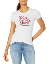Marky G Apparel - Women's Casual Short Sleeve Crewneck Tops Slim Fit T-Shirt with Railay Beach Printed - Clementine Apparel