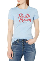 Marky G Apparel - Women's Casual Short Sleeve Crewneck Tops Slim Fit T-Shirt with South Beach Printed - Clementine Apparel