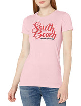 Marky G Apparel - Women's Casual Short Sleeve Crewneck Tops Slim Fit T-Shirt with South Beach Printed - Clementine Apparel