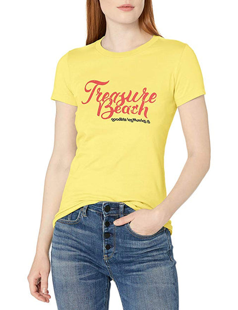 Marky G Apparel - Women's Casual Short Sleeve Crewneck Tops Slim Fit T-Shirt with Treasure Beach Printed - Clementine Apparel